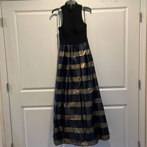 Navy, black and gold formal gown -  size 6
